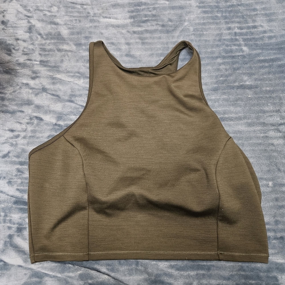 All In Motion Olive Green Sleeveless Crop Top W/built In Bra!